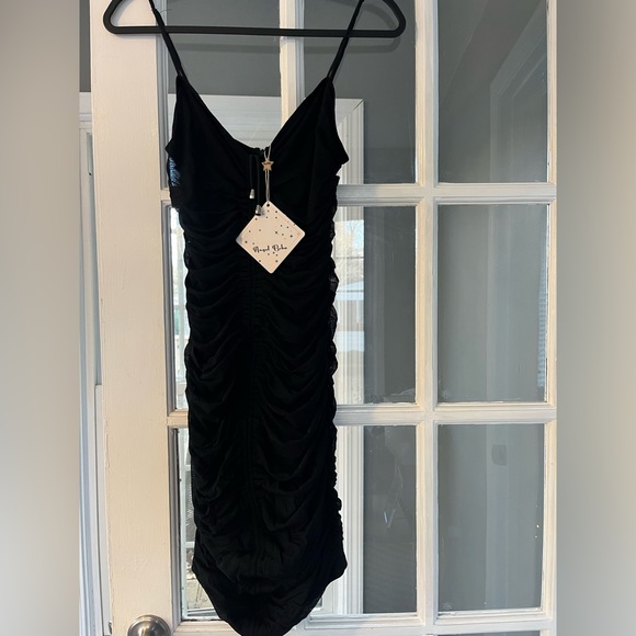 Ruched Bodycon Mini Dress Black - Picture 9 of 9